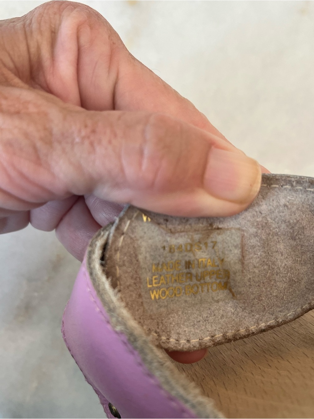 Vintage Dr. Scholl's Original Wood Exercise Pink Leather Slide Sandals Size 8 - Picture 7 of 8